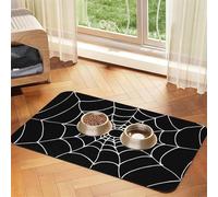 Tapis de gamelle antidérapant pour Chien, Motif Toile d'araignée Noire et Blanche pour Halloween, Absorbant, pour Chat, 30 x 45 cm