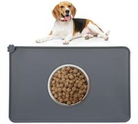 Tapis De Gamelle, Écuelles Chats & Chiens, Antidérapant, Étanche, Support En Silicone, 48,5x30 Cm, Gris Foncé - Relaxdays