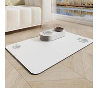 Tapis de gamelle en silicone antidérapant pour gamelle pour chien et chat (blanc, 40 x 60 cm)