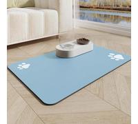 Tapis de gamelle en silicone antidérapant pour gamelle pour chien et chat (bleu, 40 x 60 cm)
