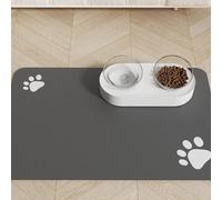 Tapis de gamelle en silicone antidérapant pour gamelle pour chien et chat (gris, 40 x 60 cm)