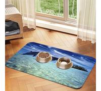 Tapis de gamelle imprimé baleines sautantes, antidérapant et sans goût pour chien et chat