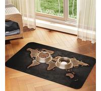 Tapis de gamelle imprimé carte du monde continents pour animaux domestiques, antidérapant et insipide, tapis d'alimentation pour chien et chat