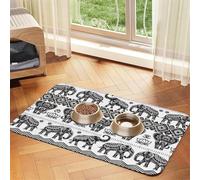 Tapis de gamelle pour animal domestique Motif éléphant bohémien, antidérapant et insipide Tapis d'alimentation pour chien et chat