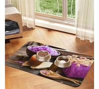 Tapis de gamelle pour animal domestique Motif fleurs de lavande et sel spa antidérapant et sans goût
