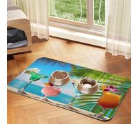 Tapis de gamelle pour animaux de compagnie avec motifs de cocktails tropicaux, antidérapants et sans goût, tapis d'alimentation pour chien et chat