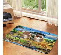Tapis de gamelle pour animaux de compagnie imprimé Afrique, antidérapant et insipide pour chien et chat