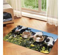 Tapis de gamelle pour chien et chat Motif vaches noires et blanches