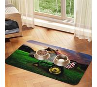 Tapis de gamelle pour chien et chat Motif vieux tracteur photo de ferme, antidérapant et insipide