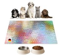 Tapis de gamelle | Tapis d'alimentation pour chiens et chats « Rainbow Punkte Glas » en vinyle de qualité supérieure - 60 x 40 cm - Antidérapant, lavable, indéchirable - Fabriqué en Allemagne
