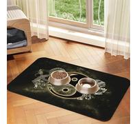 Tapis de gamelle Yin Yang Dragon Tigre imprimé animal domestique, antidérapant et insipide tapis d'alimentation pour chien et chat