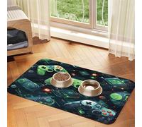 Tapis de gamePad version circuit 43,7 x 30 cm absorbant antidérapant en cuir synthétique pour chiens et chats avec fond en caoutchouc à séchage rapide enroulable