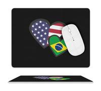Tapis De Gaming Cœurs Entrelacés, Drapeau des États-Unis Et du Brésil Texturée Tapis De Bureau Bords Cousus Mousepad pour Ordinateur Jeux Pc 25X30Cm