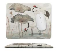 Tapis De Gaming Encre De Chine Printemps Fleurs De Lotus Faune Oiseaux Lavable Tapis De Bureau Confort Mousepad pour Jeux Ordinateur Professionnels 25X30Cm