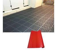 Tapis de Garage en PVC à Motif dessiné en Diamants, Rouleau de Tapis de Sol de Garage, Tapis antidérapants sous la Voiture.,Rouge,0.8×13m