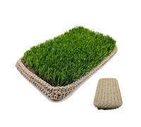 Tapis de gazon artificiel rectangulaire pour intérieur et extérieur - Multi-usage - Décoration d'intérieur - Mini tapis de gazon artificiel avec coussin au crochet à la main - 15,2 cm de large x 25,4