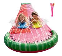 Tapis de Glisse Eau Enfant Adulte, 480 x 140 cm Ventre Glisse Double avec 2 Planches de Bodyboard et Boule Ventriglisse Aquatique Toboggan Aquatique avec Arrosage pour Le Jardin, Piscine, Extérieu