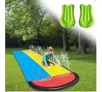 Tapis De Glisse Toboggans Aquatiques Double Toboggan Eau Piscine avec Fonction De PulvéRisation d'eau, Tapis De Glisse Toboggan 951