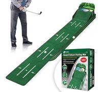 Tapis de golf avec danger pour l'eau et le bunker - Extra long à 3,4 m avec haie arrière, retour automatique de balle, marqueurs de gamme pour golfeurs