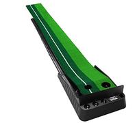 Tapis de golf d'intérieur avec retour automatique de balle - Ensemble de putter portable avec 3 balles et clubs pour la maison, le bureau, utilisation en intérieur/extérieur - 2,5 m de long