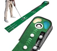 Tapis de golf d'intérieur vert avec retour automatique de balle et 3 trous, infroissable proche de la vraie vitesse verte, tapis de golf adapté pour bureau, salle de loisirs, terrasse