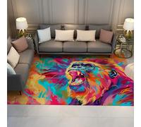 Tapis de Gorille Hurlant pour Le Salon Abstrait Fantaisie colorée Art déco Lavable Tapis Mince antidérapant pour la Salle de Jeux de Cuisine 60x120cm