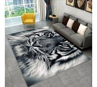 Tapis de Grande Surface Imprimé Loup Lion Tigre,pour Salon,Chambre à Coucher,Décoration D'intérieur Moderne,Antidérapant Flanelle Enfant Tapis de Jeu Canapé Paillasson (Gris,100x120 cm)
