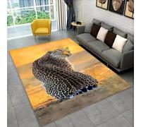 Tapis de Grande Surface Imprimé Loup Lion Tigre,pour Salon,Chambre à Coucher,Décoration D'intérieur Moderne,Antidérapant Flanelle Enfant Tapis de Jeu Canapé Paillasson (Jaune,100x150 cm)