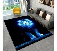 Tapis de Grande Surface Imprimé Loup Lion Tigre,pour Salon,Chambre à Coucher,Décoration D'intérieur Moderne,Antidérapant Flanelle Enfant Tapis de Jeu Canapé Paillasson (Noir,160x230 cm)