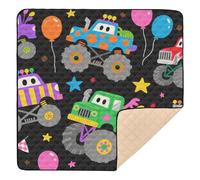 Tapis de gym et d'activités en mousse souple pour l'intérieur et l'extérieur Motif voitures mignonnes colorées en une seule pièce pour bébés, nourrissons et tout-petits, 127 x 127 cm
