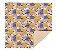 Tapis de gym et d'activités pliable pour l'intérieur et l'extérieur Motif panda coloré Pour bébé et nourrisson 127 x 127 cm