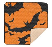 Tapis de gym et d'activités pour bébé Motif chauve-souris Noir Halloween 127 x 127 cm