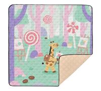 Tapis de gym et d'activités pour bébé Motif girafe safari Vert 127 x 127 cm