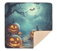 Tapis de gym et d'activités pour l'intérieur et l'extérieur avec fond d'Halloween citrouilles en mousse souple pour bébé, enfant, tout-petit, nourrisson, 127 x 127 cm