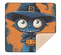 Tapis de gym et d'activités pour l'intérieur et l'extérieur - Léger - Motif petit monstre d'Halloween - 127 x 127 cm