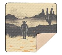 Tapis de gym et d'activités Western Cowboy Boho Cactus Vast Wilderness doux et épais pour bébé pour intérieur et extérieur imperméable pour bébés, nourrissons et tout-petits, 127 x 127 cm