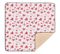 Tapis de gymnastique antidérapant non toxique pour bébé Motif cœurs Rouge 127 x 127 cm