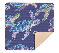 Tapis de gymnastique et d'activité coloré en forme de tortue de mer psychédélique pour l'intérieur et l'extérieur 1 pièce pour nouveau-nés, bébés, nourrissons et tout-petits, 127 x 127 cm