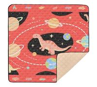 Tapis de gymnastique et d'activité en mousse souple pour bébé, motif dinosaures, planètes, lavable et pliable, pour bébé, enfant, tout-petit, nourrisson, 127 x 127 cm