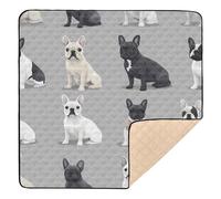 Tapis de gymnastique et d'activité réaliste pour bébé, motif bouledogue français, doux, épais, imperméable, pour bébé, tout-petit, 127 x 127 cm