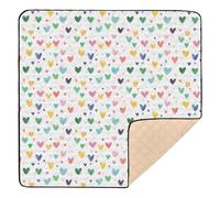 Tapis de gymnastique et d'activités en mousse souple pour bébé Motif cœurs colorés 127 x 127 cm