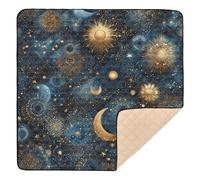 Tapis de gymnastique et d'activités pour bébé - Motif céleste doré - Non toxique - Pour bébé et enfant - 127 x 127 cm