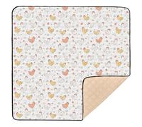 Tapis de gymnastique et d'activités pour bébé Motif poule Blanc doux et épais Lavable au sol Pour bébés et tout-petits 127 x 127 cm