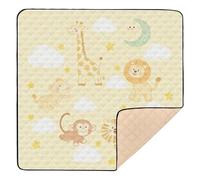 Tapis de gymnastique et d'activités pour bébé Motif tigre girafe nuage Jaune Blanc 127 x 127 cm