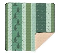 Tapis de gymnastique et d'activités pour l'intérieur et l'extérieur - Imperméable - Motif arbre de pin et étoile - Vert - 127 x 127 cm