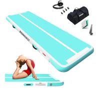 Tapis de Gymnastique Gonflable, Air Gymnastique Track, Tapis de Fitness 10cm/15cm/20cm Haut airtrack 2/3/4/5/6 m, Tapis Adapté Pour le fitness le yoga l'entraînement (Vert Blanc, 200x100x10cm)