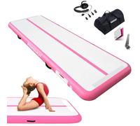 Tapis de Gymnastique Gonflable, Air Gymnastique Track, Tapis de Fitness 10cm/15cm/20cm Haut airtrack 2/3/4/5/6 m, Tapis Adapté Pour le fitness le yoga l'entraînement (Rose, 200x100x10cm)