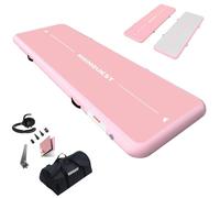 Tapis de Gymnastique Gonflable, Air Gymnastique Track, Tapis de Fitness 10cm/15cm/20cm Haut airtrack 2/3/4/5/6 m, Tapis Adapté Pour le fitness le yoga l'entraînement (Blanc et rose, 300x100x15cm)