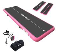 Tapis de Gymnastique Gonflable, Air Gymnastique Track, Tapis de Fitness 10cm/20cm Haut airtrack 2/3/4/5/6 m, Tapis Adapté Pour le fitness le yoga l'entraînement (Noir et rose, 400x100x15cm)