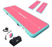 Tapis de Gymnastique Gonflable, Air Gymnastique Track, Tapis de Fitness 10cm/20cm Haut airtrack 2/3/4/5/6 m, Tapis Adapté Pour le fitness le yoga l'entraînement (Vert et rose, 300x100x15cm)